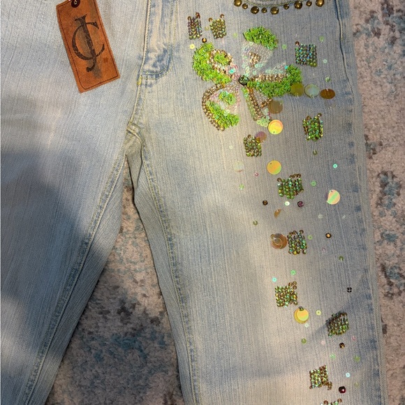 JCNY Light Wash Embellished Clover Jeans Women’s Size 29 Hand Beaded NWT - Picture 5 of 6
